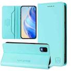 For TCL 30Z / T602DL RC01 Dual-Folded Magnetic Suction RFID Leather Phone Case(Mint Green) - 1