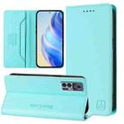 For TCL 30 4G / 30 5G / 30+ RC01 Dual-Folded Magnetic Suction RFID Leather Phone Case(Mint Green) - 1