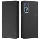 For TCL 30 4G / 30 5G / 30+ RC01 Dual-Folded Magnetic Suction RFID Leather Phone Case(Black) - 2