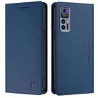 For TCL 30 4G / 30 5G / 30+ RC01 Dual-Folded Magnetic Suction RFID Leather Phone Case(Dark Blue) - 2