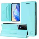 For TCL 50 XE RC01 Dual-Folded Magnetic Suction RFID Leather Phone Case(Mint Green) - 1