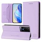 For TCL 50 XE RC01 Dual-Folded Magnetic Suction RFID Leather Phone Case(Light Purple) - 1