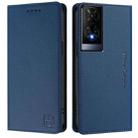 For TCL 50 XE RC01 Dual-Folded Magnetic Suction RFID Leather Phone Case(Dark Blue) - 2