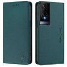 For TCL 50 XE RC01 Dual-Folded Magnetic Suction RFID Leather Phone Case(Dark Green) - 2