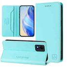 For TCL 303 RC01 Dual-Folded Magnetic Suction RFID Leather Phone Case(Mint Green) - 1