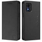 For TCL 303 RC01 Dual-Folded Magnetic Suction RFID Leather Phone Case(Black) - 2