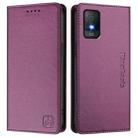 For TCL 403 RC01 Dual-Folded Magnetic Suction RFID Leather Phone Case(Violet) - 2