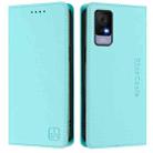 For TCL 405 / 406 / 408 RC01 Dual-Folded Magnetic Suction RFID Leather Phone Case(Mint Green) - 2