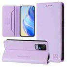 For TCL 405 / 406 / 408 RC01 Dual-Folded Magnetic Suction RFID Leather Phone Case(Light Purple) - 1