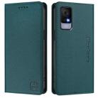 For TCL 405 / 406 / 408 RC01 Dual-Folded Magnetic Suction RFID Leather Phone Case(Dark Green) - 2