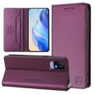 For TCL 405 / 406 / 408 RC01 Dual-Folded Magnetic Suction RFID Leather Phone Case(Violet) - 1