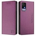 For TCL 405 / 406 / 408 RC01 Dual-Folded Magnetic Suction RFID Leather Phone Case(Violet) - 2