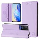 For TCL 505 RC01 Dual-Folded Magnetic Suction RFID Leather Phone Case(Light Purple) - 1