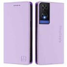 For TCL 505 RC01 Dual-Folded Magnetic Suction RFID Leather Phone Case(Light Purple) - 2