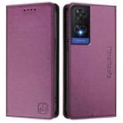 For TCL 505 RC01 Dual-Folded Magnetic Suction RFID Leather Phone Case(Violet) - 2