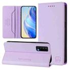 For TCL Stylus 5G RC01 Dual-Folded Magnetic Suction RFID Leather Phone Case(Light Purple) - 1