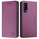 For TCL Stylus 5G RC01 Dual-Folded Magnetic Suction RFID Leather Phone Case(Violet) - 2