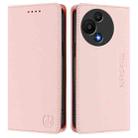For TCL 605 / 60 SE RC01 Dual-Folded Magnetic Suction RFID Leather Phone Case(Pink) - 2