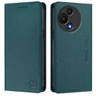 For TCL 605 / 60 SE RC01 Dual-Folded Magnetic Suction RFID Leather Phone Case(Dark Green) - 2