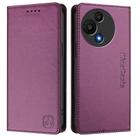 For TCL 605 / 60 SE RC01 Dual-Folded Magnetic Suction RFID Leather Phone Case(Violet) - 2