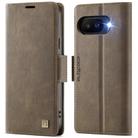 For Google Pixel 9a AutSpace A11 Side Buckle MagSafe Magnetic RFID Phone Leather Case(Coffee) - 1