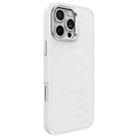 For iPhone 16 Pro Max Wave Texture Liquid Silicone Titanium MagSafe Phone Case(White) - 1