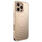 For iPhone 16 Pro Wave Texture Liquid Silicone Titanium MagSafe Phone Case(Gold) - 1