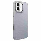 For iPhone 16 Wave Texture Liquid Silicone Titanium MagSafe Phone Case(Grey) - 1