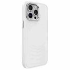 For iPhone 15 Pro Max Wave Texture Liquid Silicone Titanium MagSafe Phone Case(White) - 1