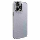 For iPhone 15 Pro Wave Texture Liquid Silicone Titanium MagSafe Phone Case(Grey) - 1