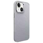 For iPhone 14 Wave Texture Liquid Silicone Titanium MagSafe Phone Case(Grey) - 1