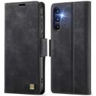 For Samsung Galaxy A14 4G / 5G AutSpace A11 Side Buckle MagSafe Magnetic RFID Phone Leather Case(Black) - 1