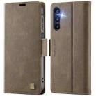 For Samsung Galaxy A14 4G / 5G AutSpace A11 Side Buckle MagSafe Magnetic RFID Phone Leather Case(Coffee) - 1
