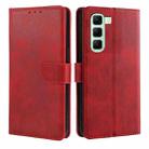 For Infinix Hot 50 4G Calf Texture Buckle Flip Leather Phone Case(Red) - 1