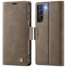 For Samsung Galaxy S21 5G AutSpace A11 Side Buckle MagSafe Magnetic RFID Phone Leather Case(Coffee) - 1