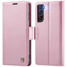 For Samsung Galaxy S22 5G AutSpace A11 Side Buckle MagSafe Magnetic RFID Phone Leather Case(Rose Gold) - 1