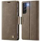 For Samsung Galaxy S22 5G AutSpace A11 Side Buckle MagSafe Magnetic RFID Phone Leather Case(Coffee) - 1