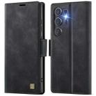 For Samsung Galaxy S22 Ultra 5G AutSpace A11 Side Buckle MagSafe Magnetic RFID Phone Leather Case(Black) - 1