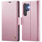 For Samsung Galaxy S22 Ultra 5G AutSpace A11 Side Buckle MagSafe Magnetic RFID Phone Leather Case(Rose Gold) - 1