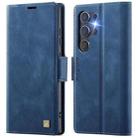 For Samsung Galaxy S23 Ultra 5G AutSpace A11 Side Buckle MagSafe Magnetic RFID Phone Leather Case(Blue) - 1