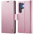 For Samsung Galaxy S24 Ultra 5G AutSpace A11 Side Buckle MagSafe Magnetic RFID Phone Leather Case(Rose Gold) - 1