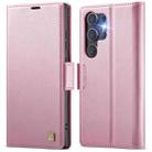 For Samsung Galaxy S25 Ultra 5G AutSpace A11 Side Buckle MagSafe Magnetic RFID Phone Leather Case(Rose Gold) - 1