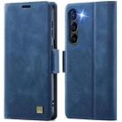 For Samsung Galaxy S23 5G AutSpace A11 Side Buckle MagSafe Magnetic RFID Phone Leather Case(Blue) - 1