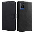 For TCL 501 4G Calf Texture Buckle Flip Leather Phone Case(Black) - 1