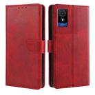 For TCL 501 4G Calf Texture Buckle Flip Leather Phone Case(Red) - 1