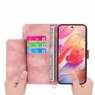For Samsung Galaxy A36 Skin Feel Flowers Embossed Wallet Leather Phone Case(Pink) - 3