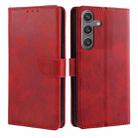 For Samsung Galaxy S25 5G Calf Texture Buckle Flip Leather Phone Case(Red) - 1