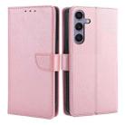 For Samsung Galaxy S25+ 5G Calf Texture Buckle Flip Leather Phone Case(Rose Gold) - 1