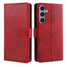 For Samsung Galaxy S25+ 5G Calf Texture Buckle Flip Leather Phone Case(Red) - 1
