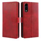 For Fujitsu Arrows We2 Calf Texture Buckle Flip Leather Phone Case(Red) - 1